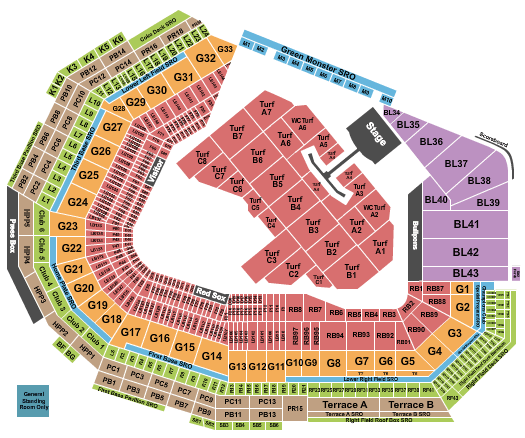 Fenway Park Jonas Brothers Seating Chart